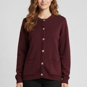 S/M Vintage Links & Links Women's Maroon Cardigan Sweater